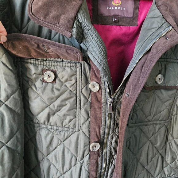 Robert Talbott Willow Creek Quilted Chore Coat Olive Button Zip Jacket Size M - Picture 6 of 16